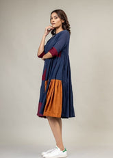 A Model Wearing Multicolor Upcycled Cotton Seville Panelled Dress, curated by Only Ethikal